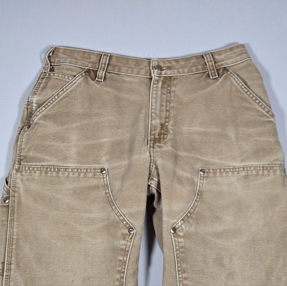 Vintage Carhartt Women's 10x34 Double Knee Canvas Pants Faded Tan WB136 - Picture 7 of 16